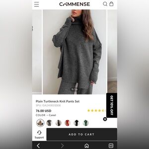 Commense Charcoal Turtleneck Sweater Set